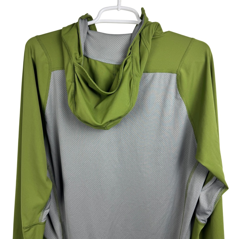 Patagonia Men's Long Sleeve Half Zip Hoodie Olive Green Running Top - Medium - Picture 5 of 8